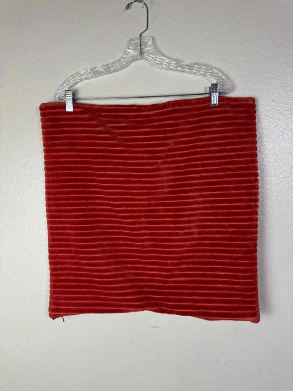 Pottery Barn Rust Red Velvet Corduroy Throw Pillow Cover 21x21 Zip Mid Century